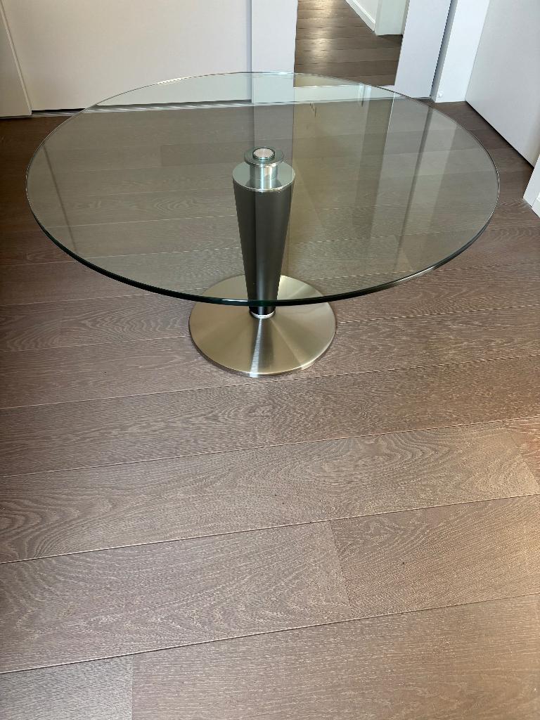 Glazen tafel in hoogte verstelbaar, Ophalen, Rond, Modern, Minder dan 50 cm