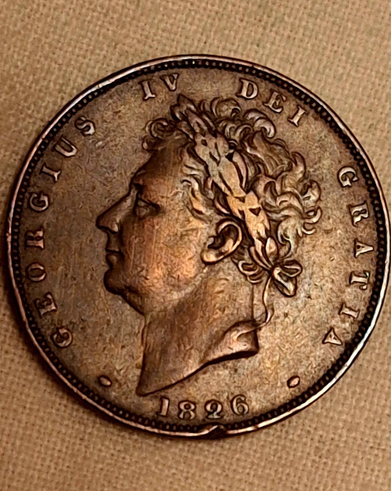 Rare pièce de un penny britannique 1826 — George IV — Pièce, Envoi
