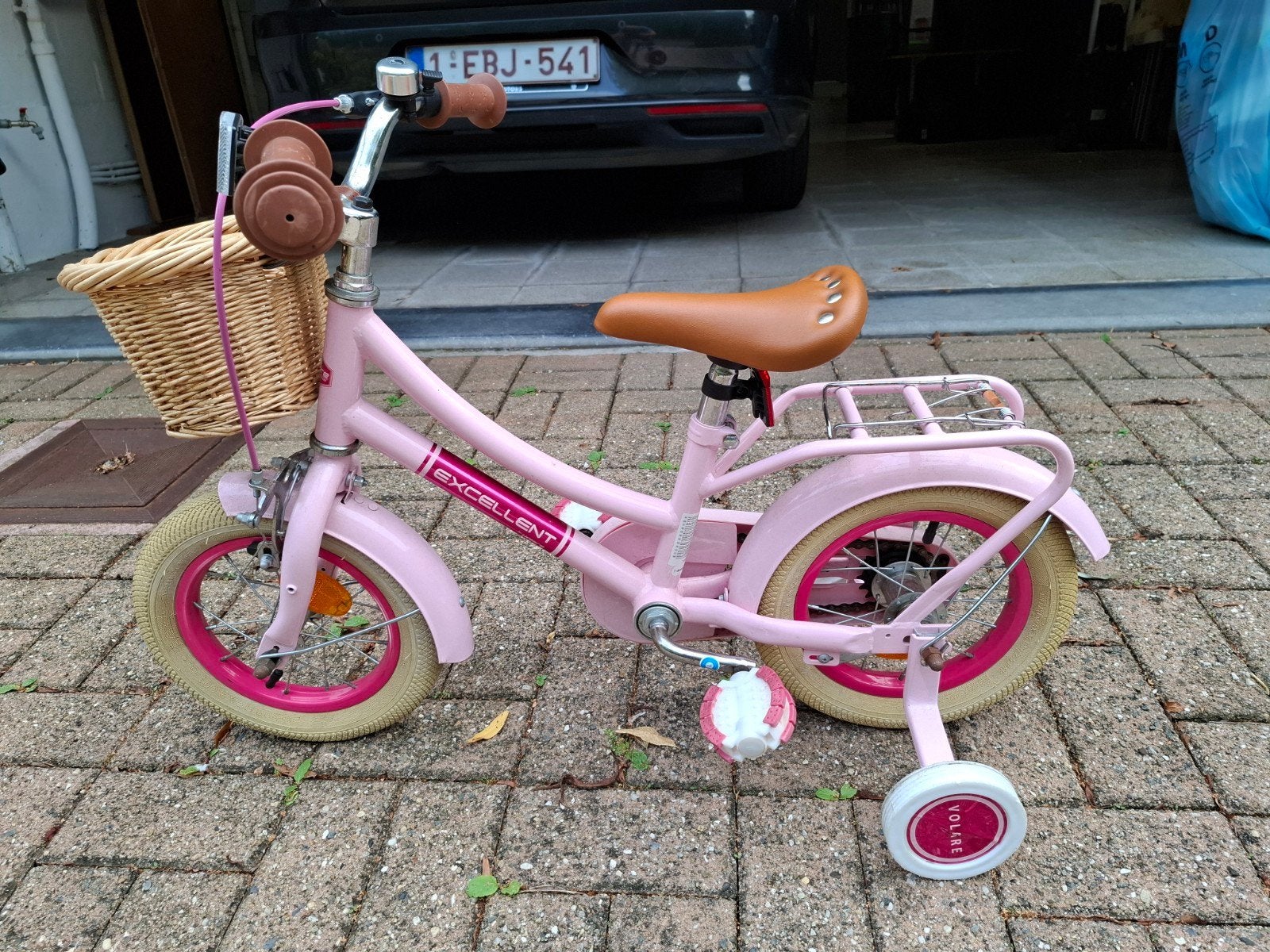 Roze meisjesfiets, Ophalen, Terugtraprem, Zijwieltjes, Minder dan 16 inch