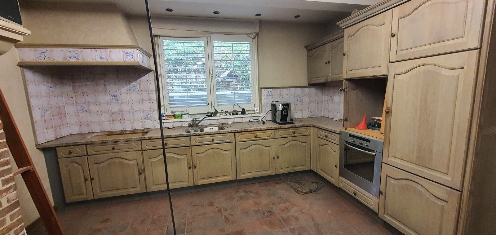 gratis keuken met granieten tablet, Huis en Inrichting, Ophalen, Gebruikt, Hoekkeuken, Graniet of Steen