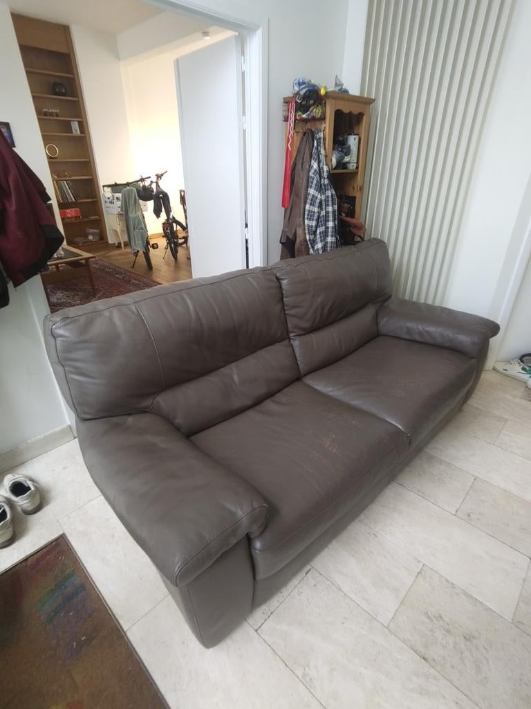 Canapé en cuir marron gratuit, Enlèvement, Cuir