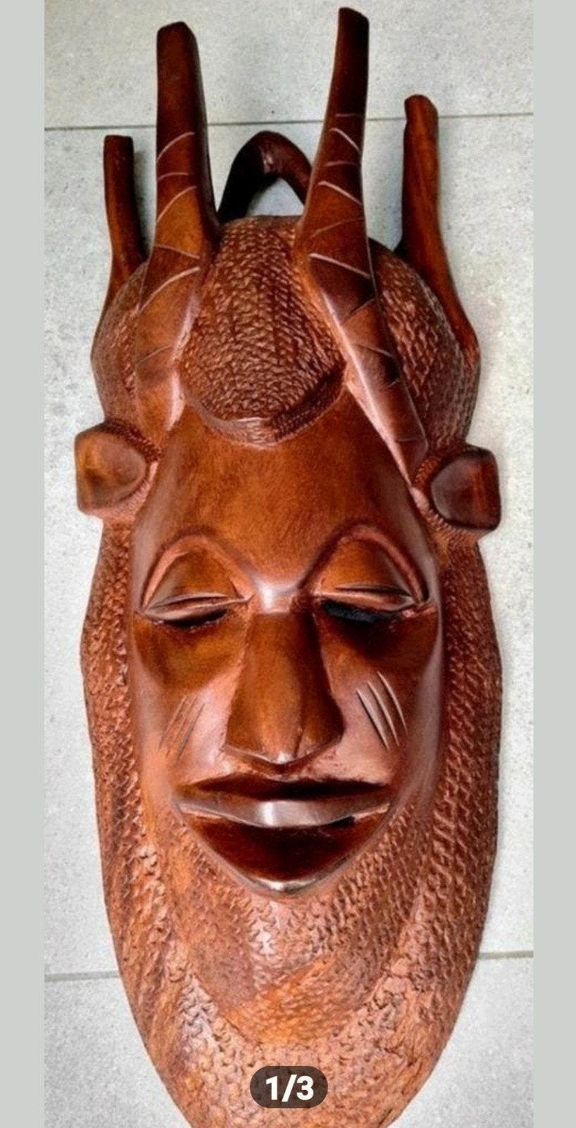 Masque africain vintage avec support mural, Enlèvement ou Envoi