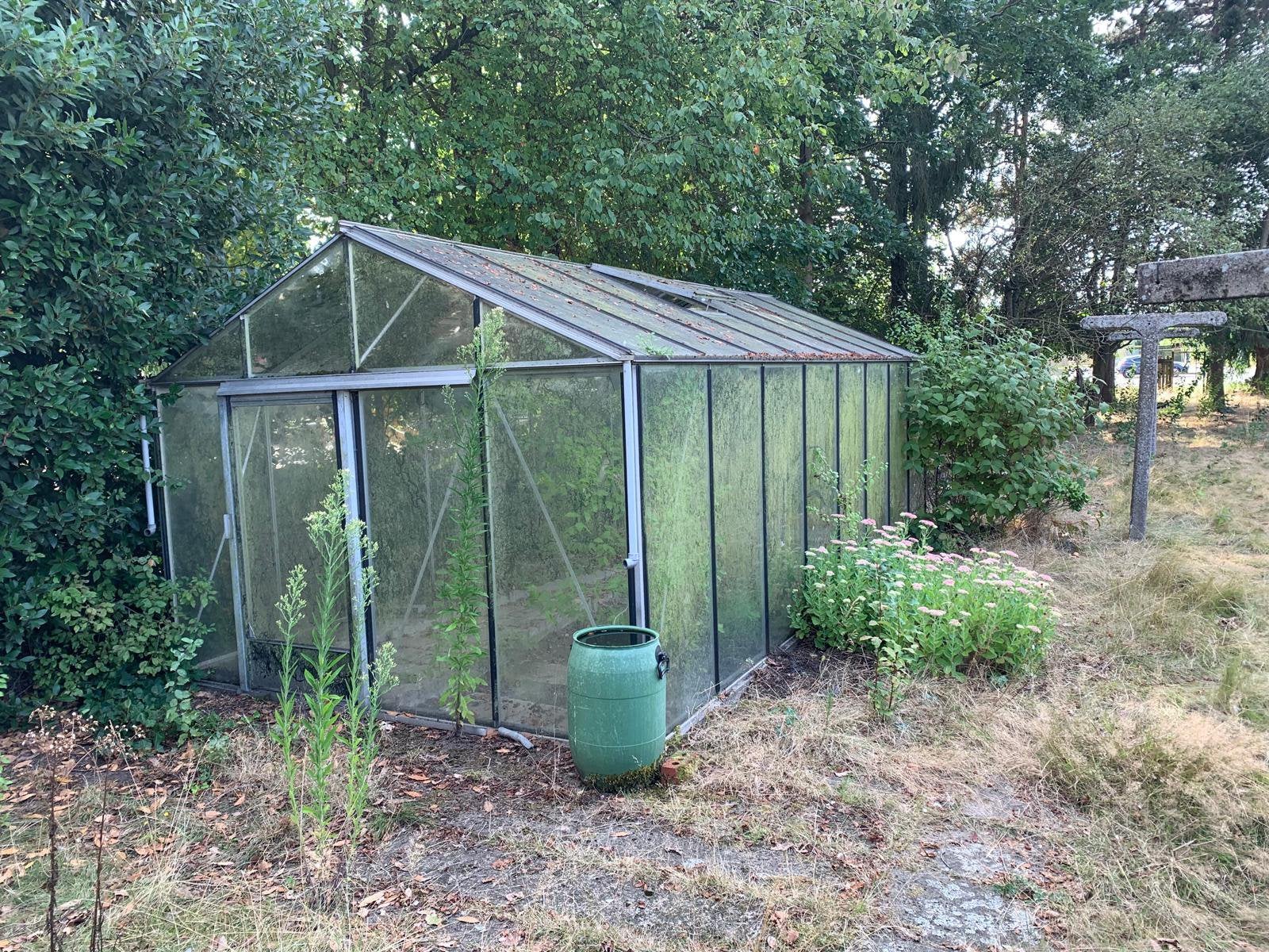 Ruime aluminium serre (3m x 6m) Incl dakluiken & bewatering, Jardin & Terrasse, Enlèvement, Verre, Comme neuf, Aluminium