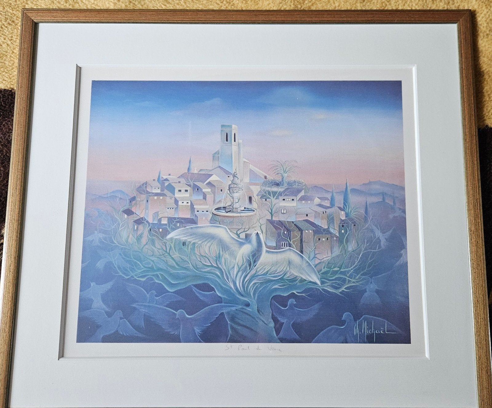 Drukwerk surrealistisch stadsgezicht,, Ophalen