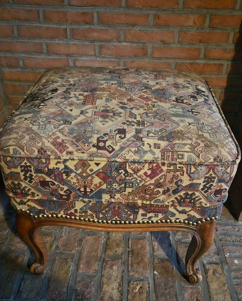 voetenbank,poef met een oosterse kelim bekleding, Comme neuf, Enlèvement, Autres matériaux, Moins de 50 cm