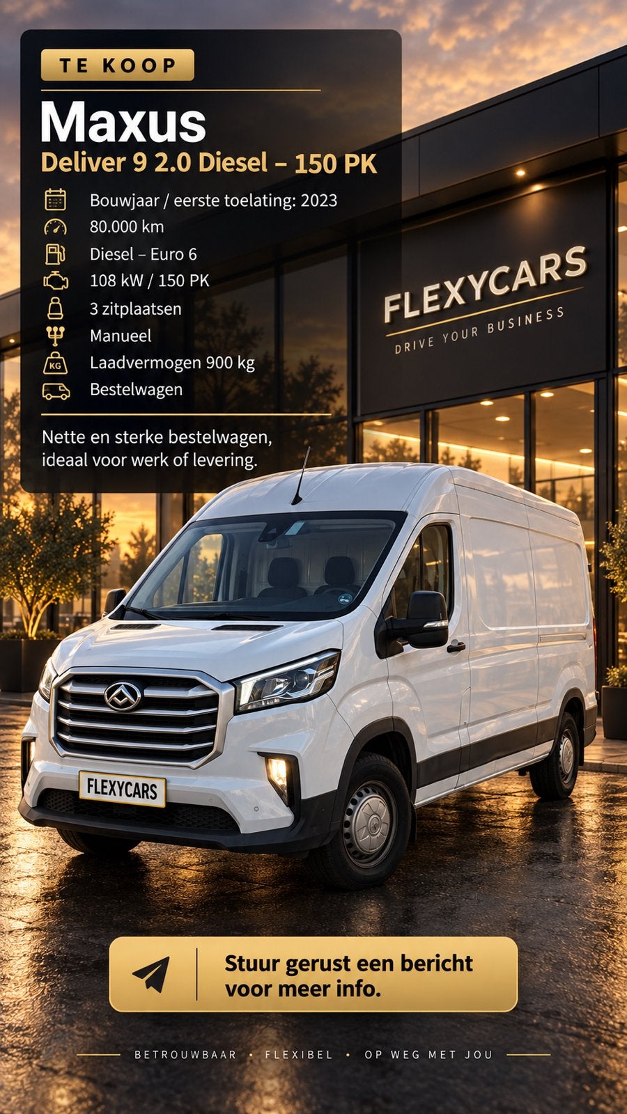 Maxus Delevery 9 2.0 Diesel, Autos, Entreprise, Noir, Diesel, Tissu