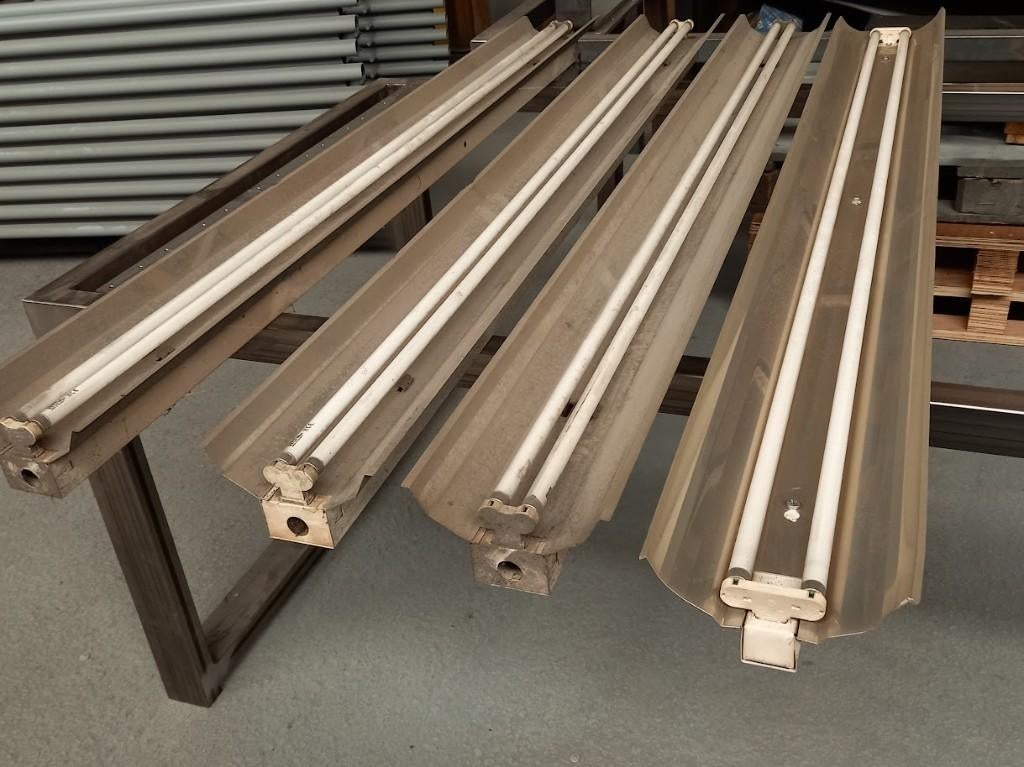 6 x dubbele TL armaturen met reflector / 145 cm lang, Enlèvement, Utilisé, 50 à 200 watts, Armature