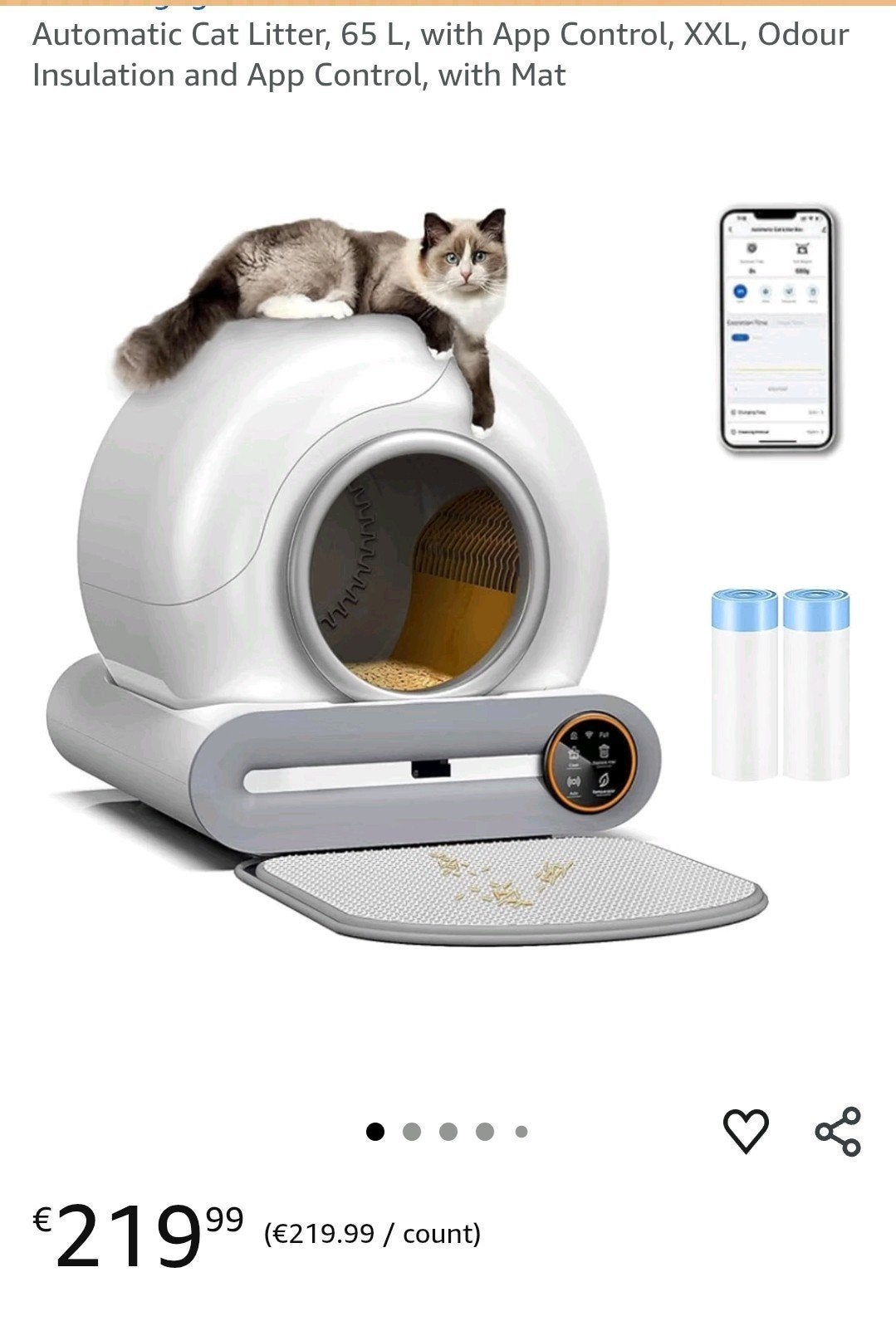 Automatic Self-Cleaning Cat Litter Box - Barely used, Enlèvement, Autonettoyant, Comme neuf, Fermé