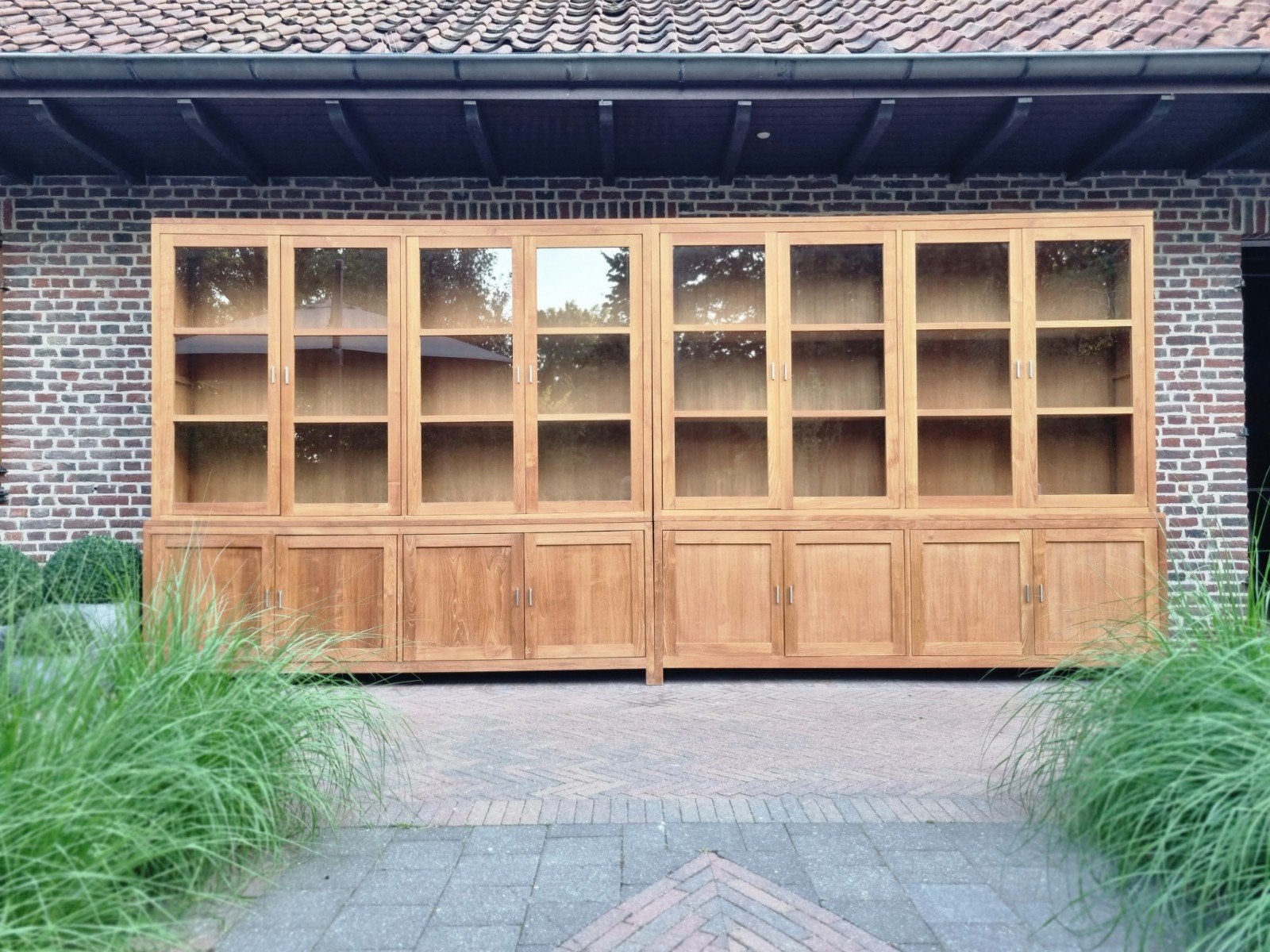 2x Teak buffetkast/vitrinekast GRATIS LEVERING, Huis en Inrichting, Landelijk modern, ., Teakhout, Ophalen of Verzenden