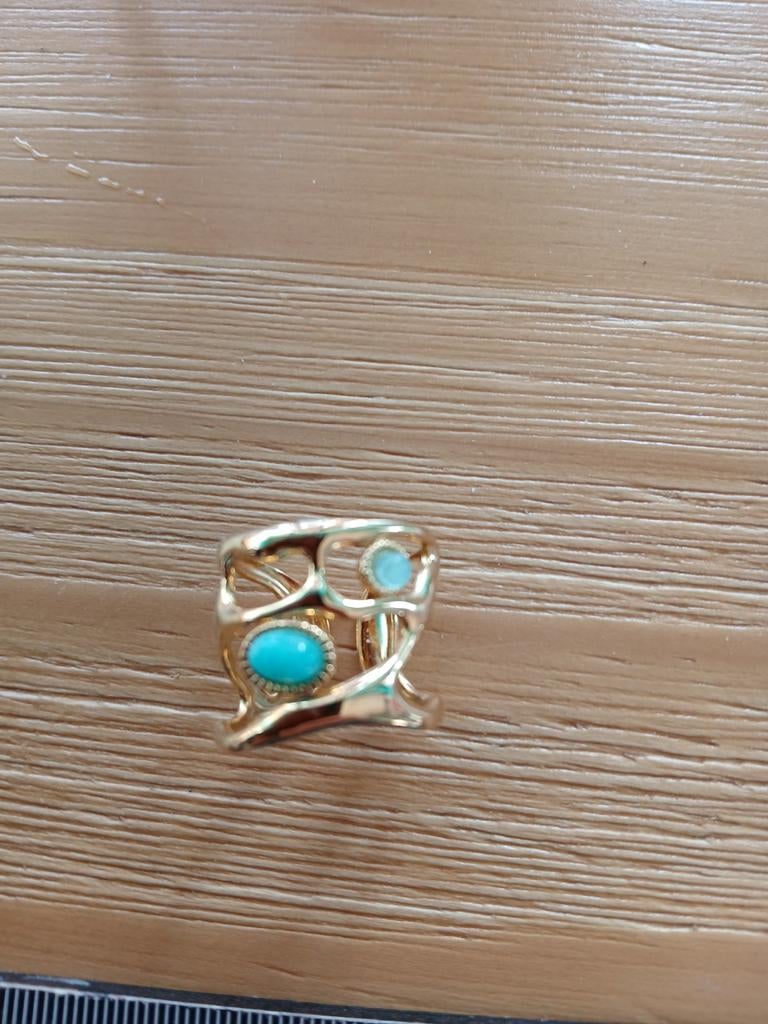 Vergulde asymmetrische ring, Ophalen of Verzenden, Goud
