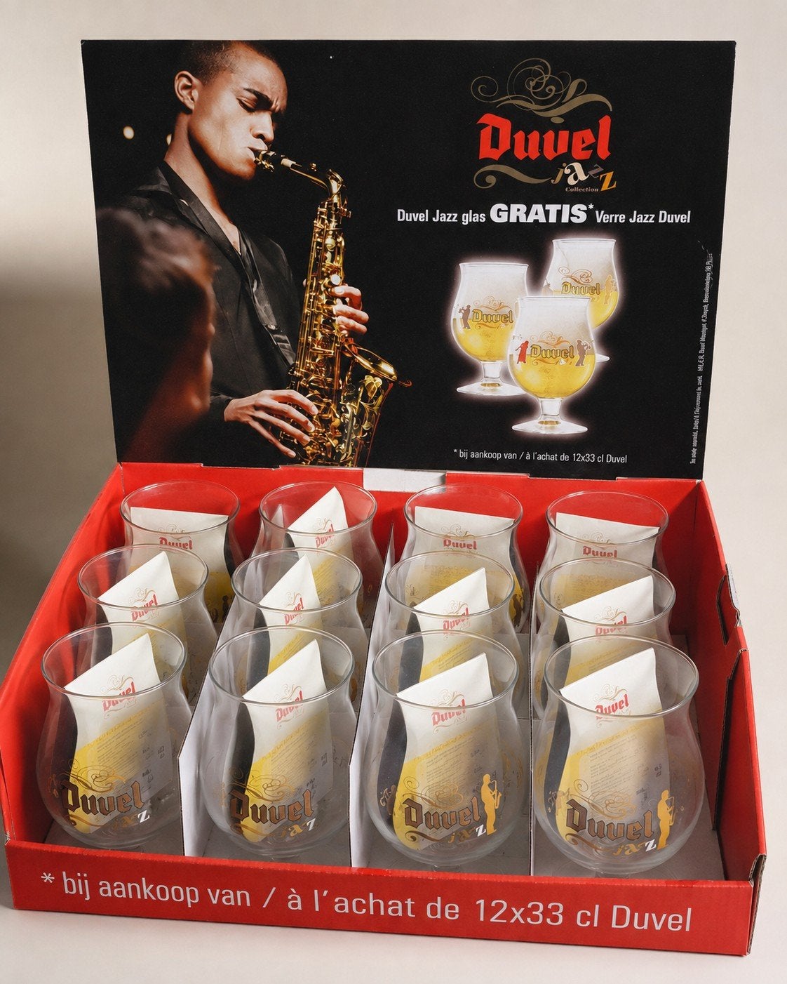 Duvel Jazz Collection 2007 – 12 glazen in originele display, Ophalen of Verzenden