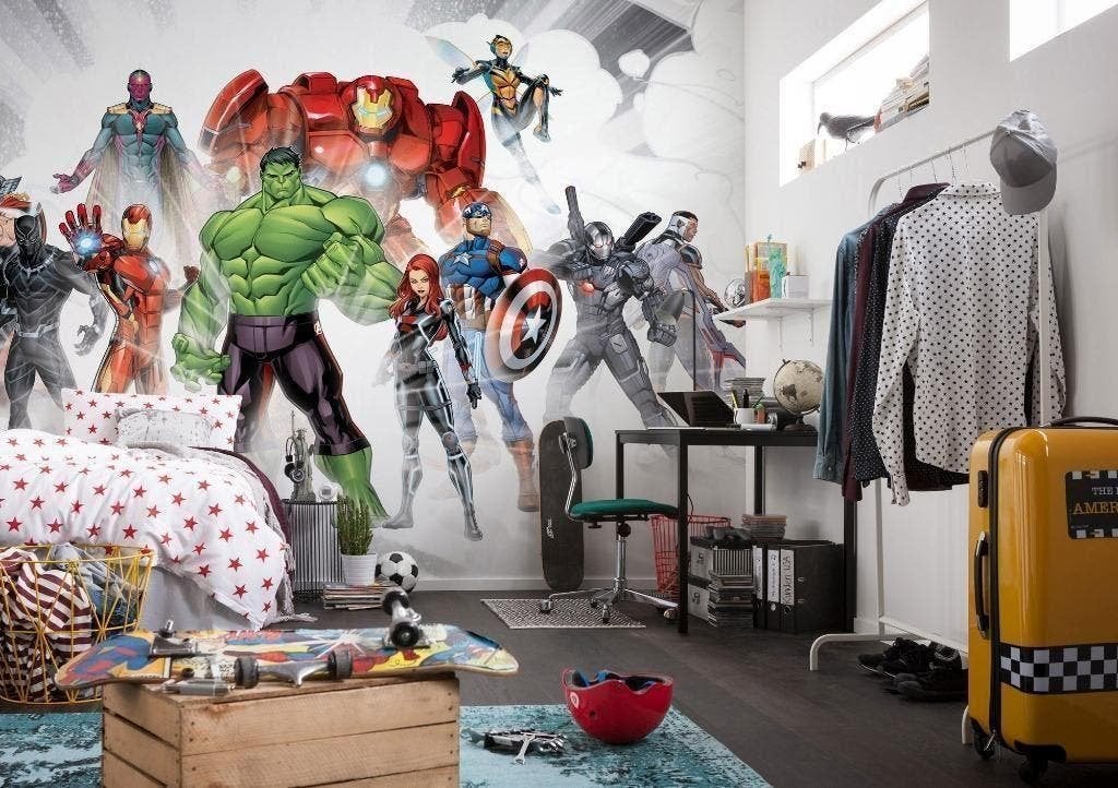 Avengers Vlies Behang Unite - 500x280 - Gratis Verzending, Verzenden, Nieuw, Wanddecoratie, Meerkleurig