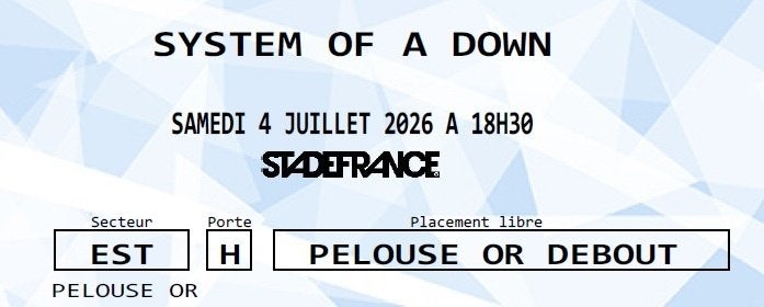 System of a Down tickets 4 juli, Tickets & Billets, Deux personnes, Juillet, Hard Rock ou Metal