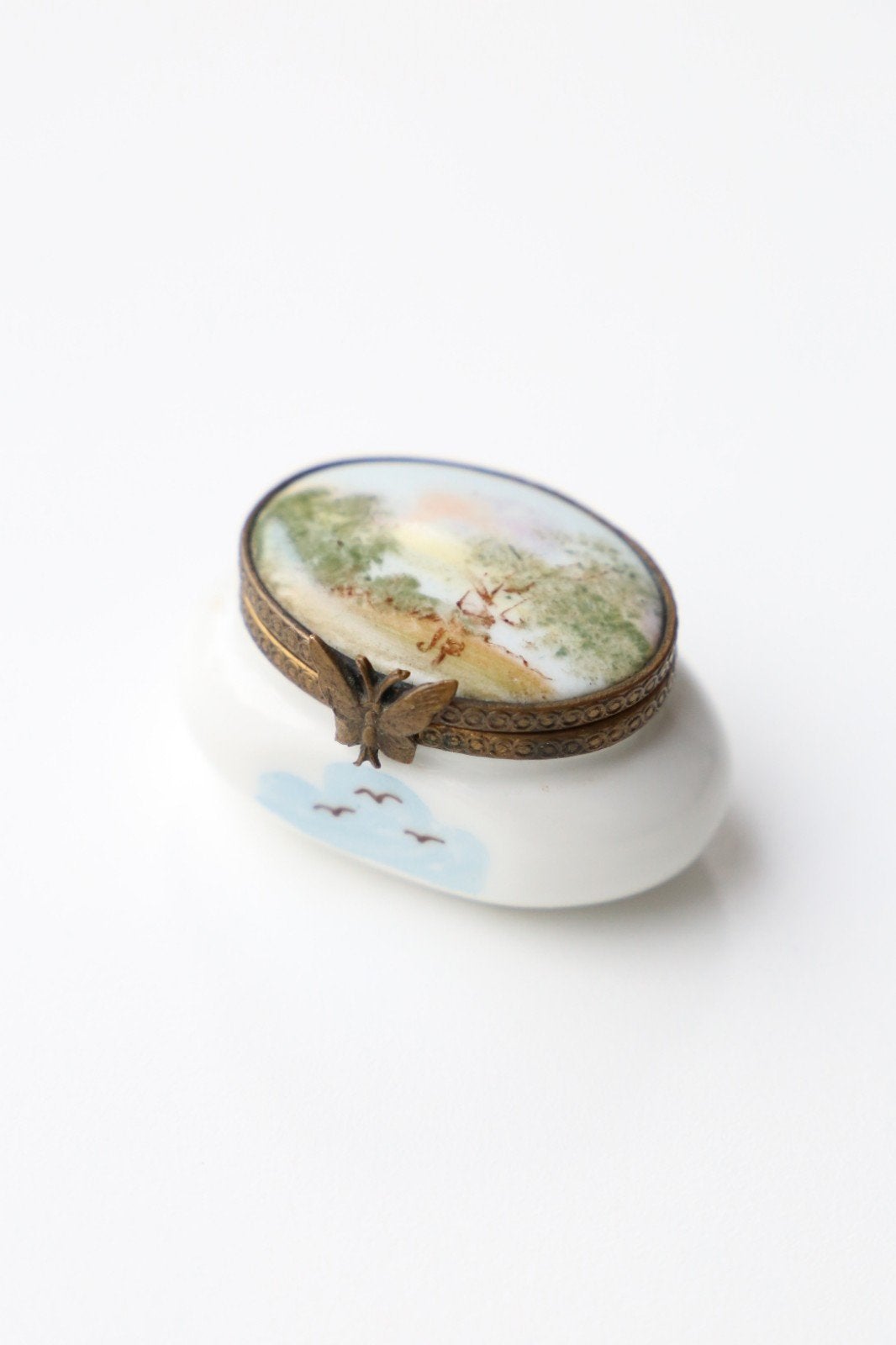 Boîte de Limoges vintage en porcelaine peinte à la main, Enlèvement ou Envoi