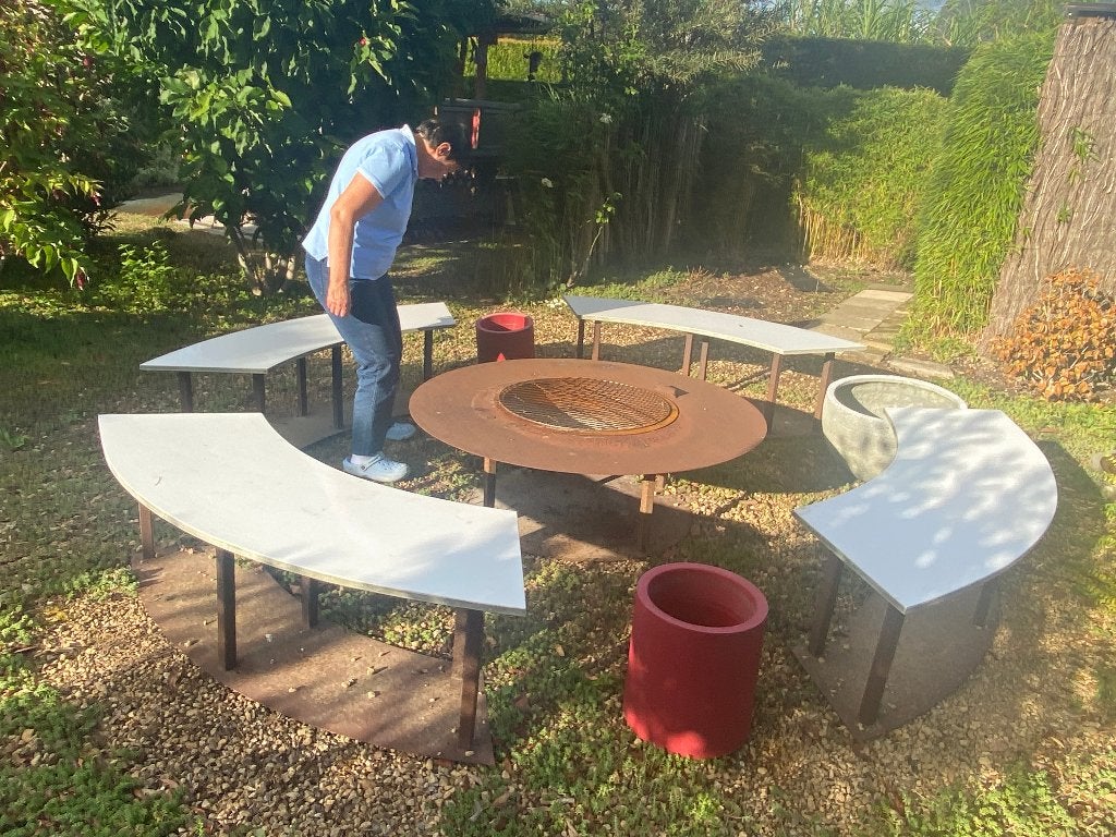 Multifunctionele BBQ / Kampvuur met zitfunctie, Tuin en Terras, Vuurschalen, Ophalen, Gebruikt