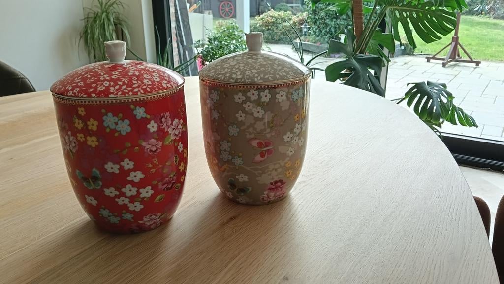 2 kleurrijke voorraadpotten Pip Studio, Huis en Inrichting, Ophalen, Zo goed als nieuw