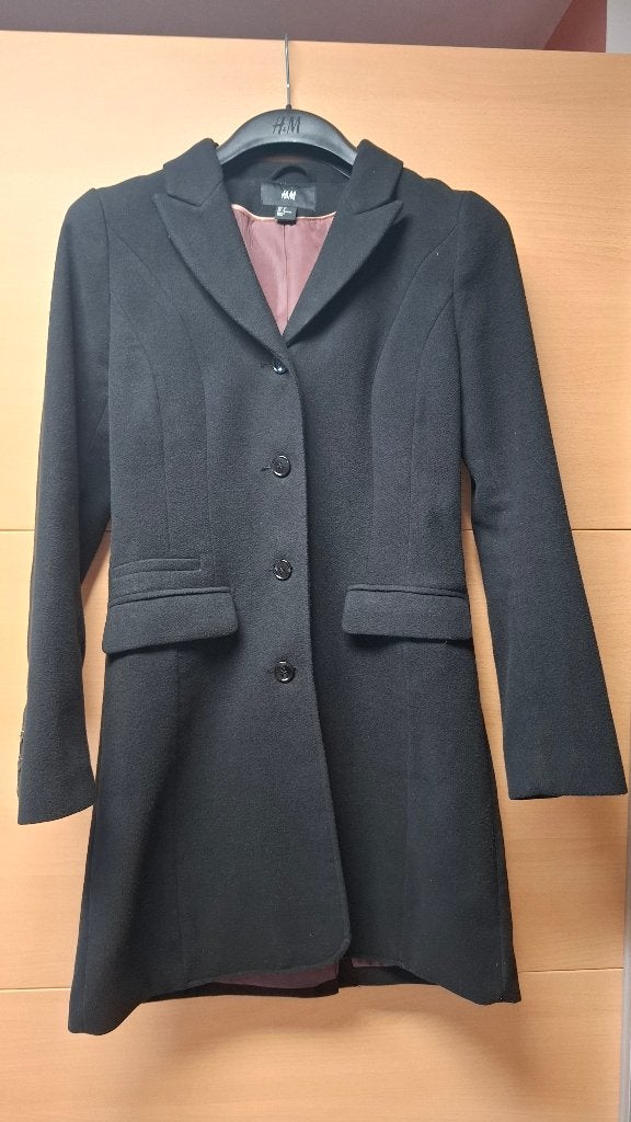 Zwarte mantel maat 36, Kleding | Dames, Ophalen, H&M, Zwart, Maat 36 (S)
