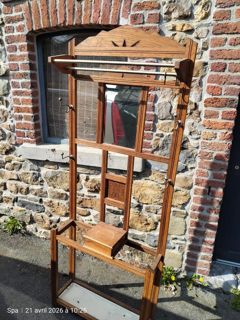 Ancien porte-manteau mural avec miroir, faire une offre., Enlèvement ou Envoi, 150 à 200 cm, Utilisé, Bois