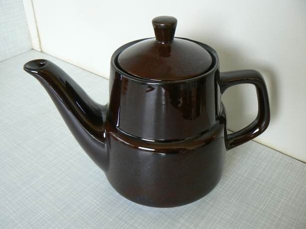 Retro aardewerken theepot donkerbruin, Ophalen, Gebruikt, Overige typen, Overige stijlen