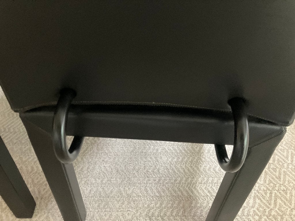 6 B&B Italia Arcadia eetkamerstoelen zwart leer, Ophalen, Gebruikt, Zwart, Leer