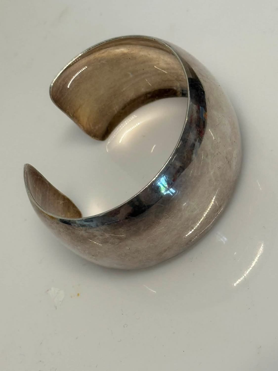 Bracelet manchette en argent massif 925 poinconné, Enlèvement ou Envoi, Utilisé, Argent, Argent