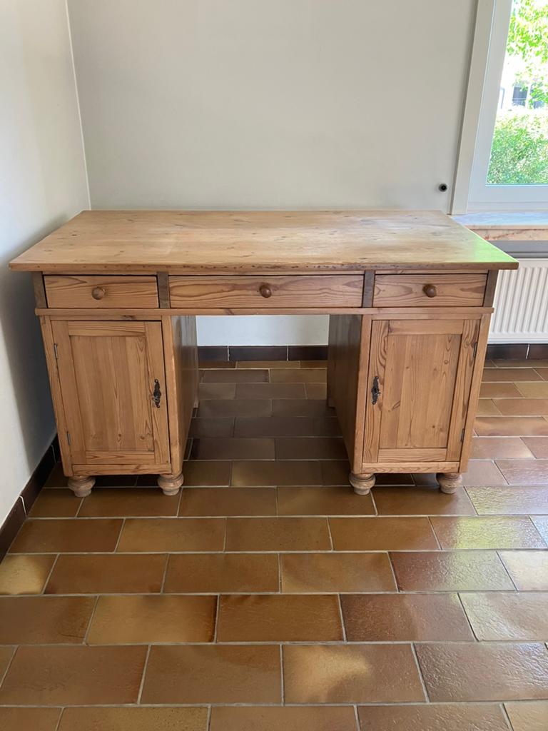 Massief houten bureau, Maison & Meubles, Bureaux, 141 cm, Classique, 79 cm, Secrétaire