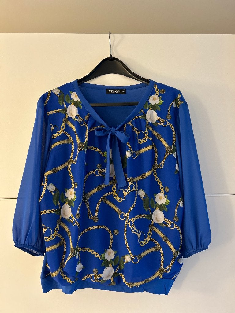 Julie Mode kobaltblauwe blouse met print, Vêtements | Femmes, Enlèvement ou Envoi, Comme neuf, Bleu, Taille 46/48 (XL) ou plus grande