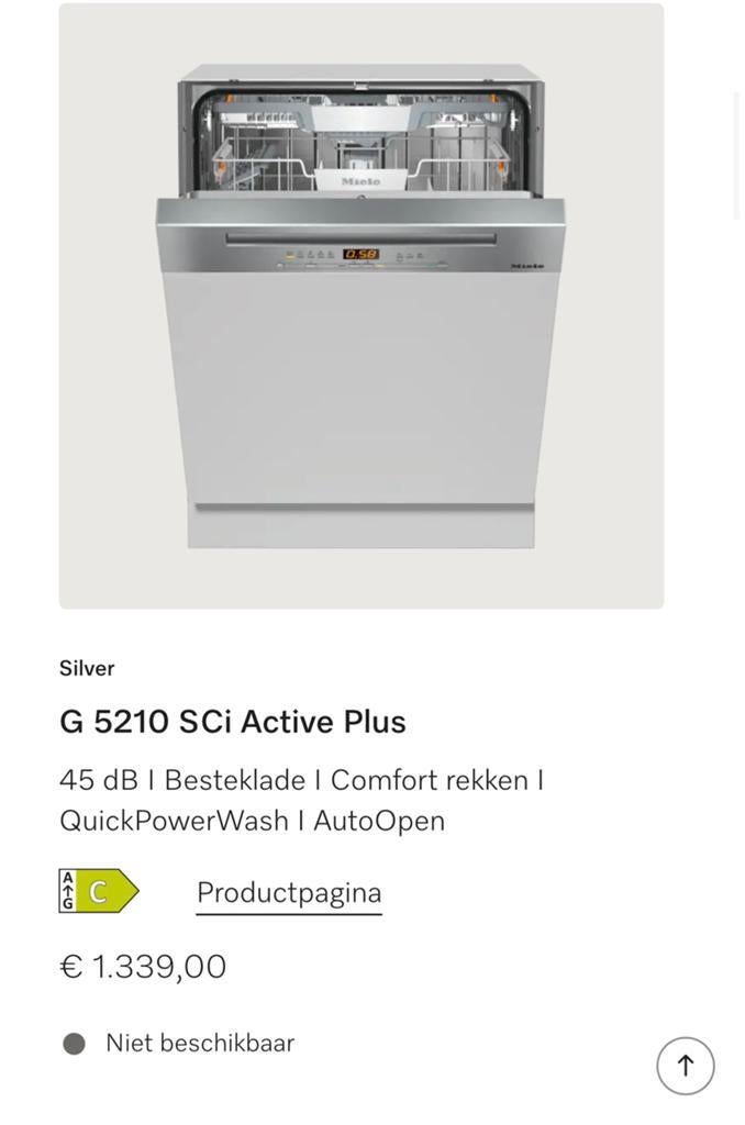 Miele Vaatwasser in nieuwstaat, Ophalen, Zo goed als nieuw