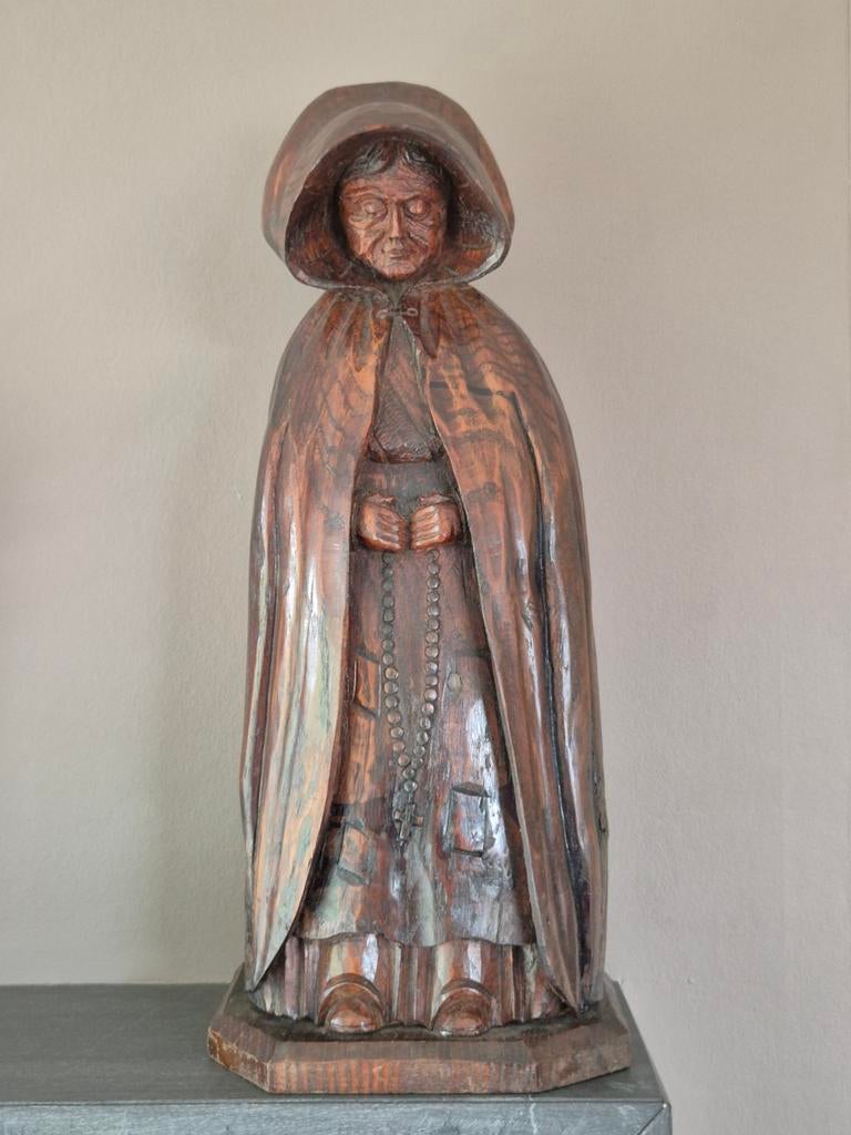 Oud houten  religieus beeld  50 cm., Verzenden