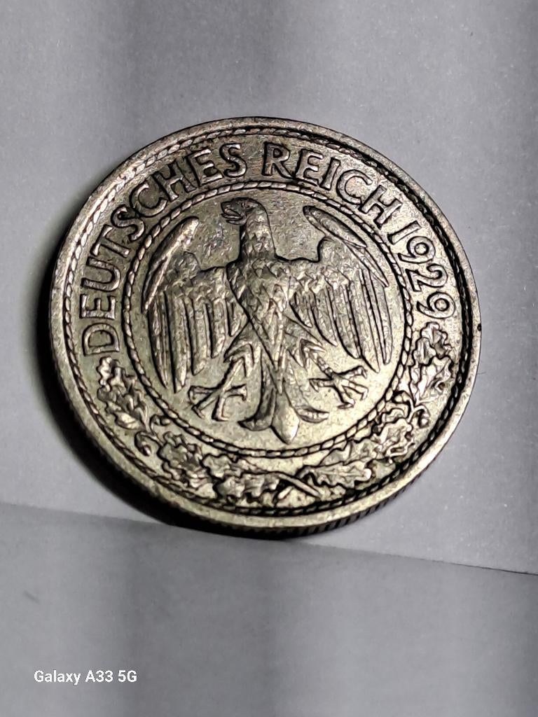 Allemande, Deutsches Reich 50 reichspfennig 1929A, Enlèvement ou Envoi, Allemagne, Monnaie en vrac