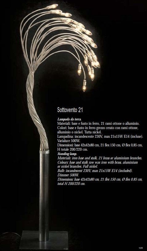 Lampadaire design Catellani & Smith « Sottovento 21 », Comme neuf, E14 (petit), Métal, Design contemporain italien / luminaire sculptural