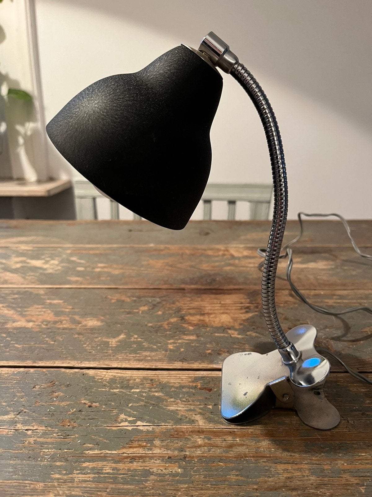 VINTAGE RETRO LAMP BUREAULAMP KNIJPLAMP ZWART ZGSTAAT, Ophalen of Verzenden