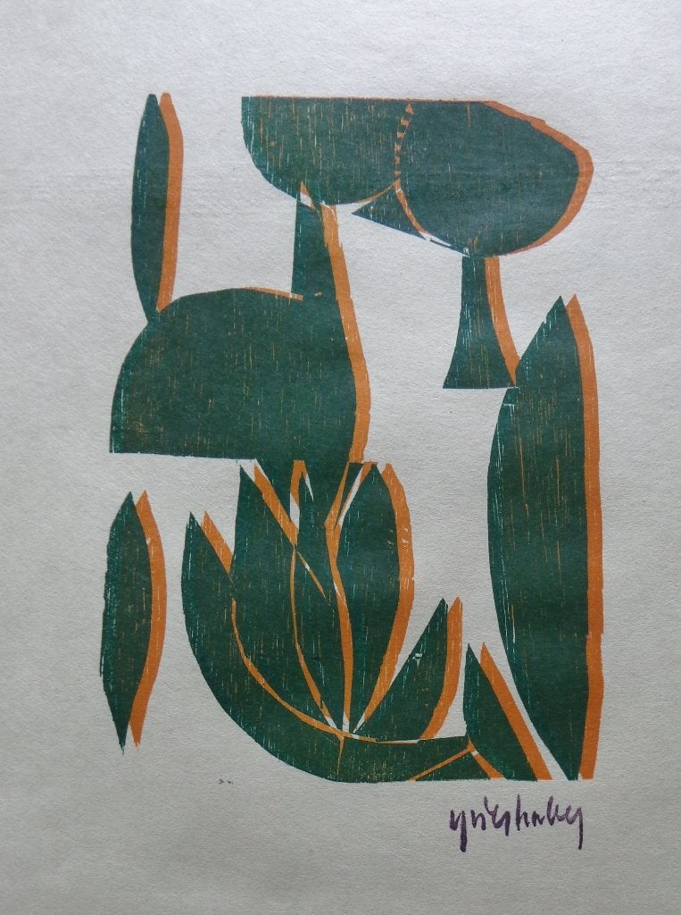 HAP GRIESHABER / PAAR / KLEURHOUTSNEDE / 47x31cm, Antiquités & Art, Édition limitée, Enlèvement ou Envoi, Autres sujets, Gravure sur bois