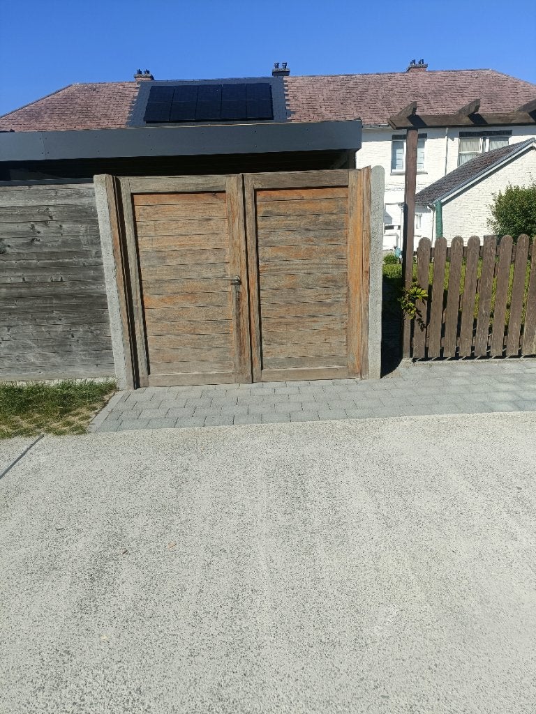 Poort in padoek hout, Tuin en Terras, Tuinpoorten, Ophalen, Zo goed als nieuw, 150 tot 200 cm, Hout