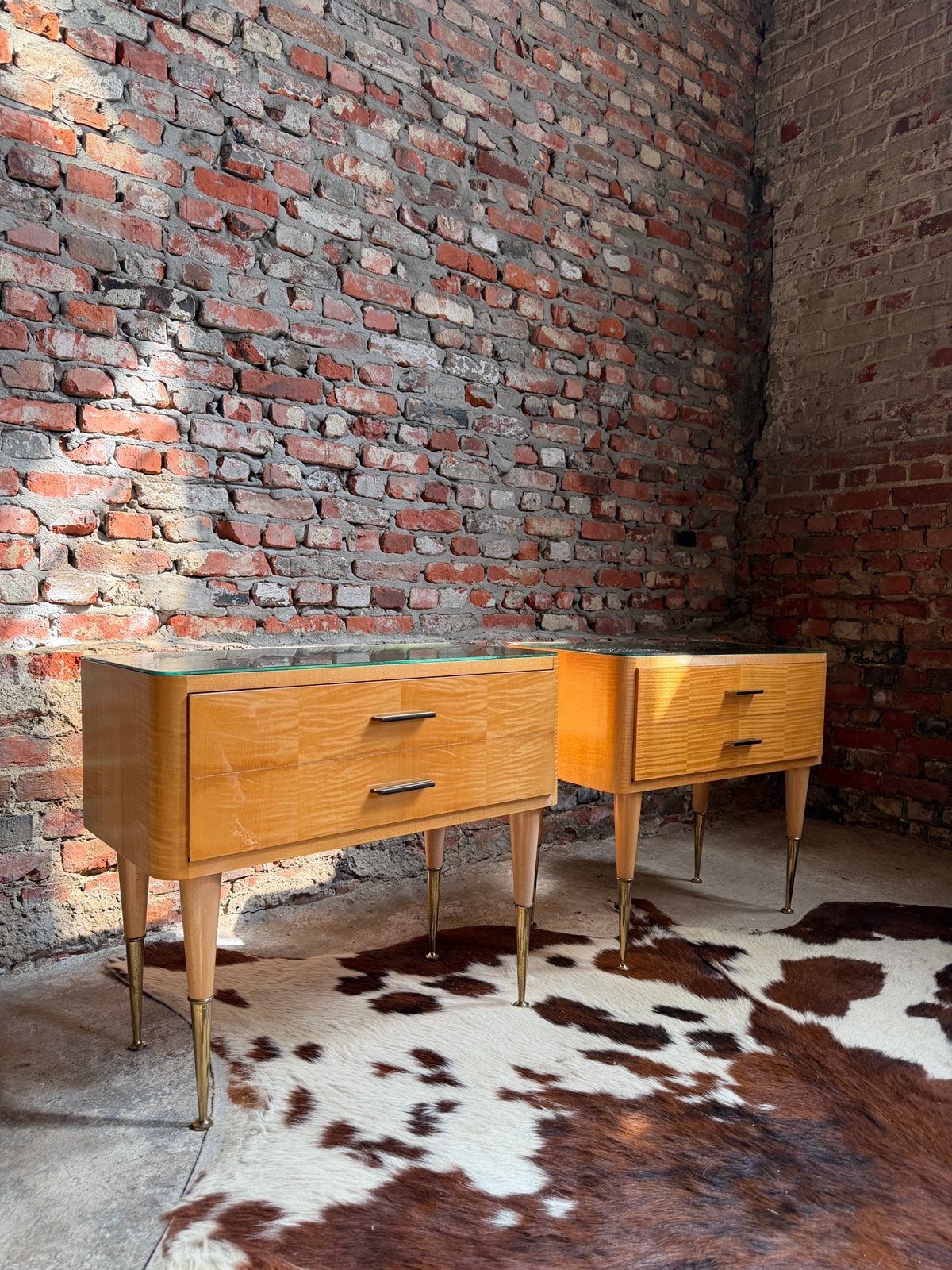 2 vintage design nachtkastjes/bijzettafels, Enlèvement