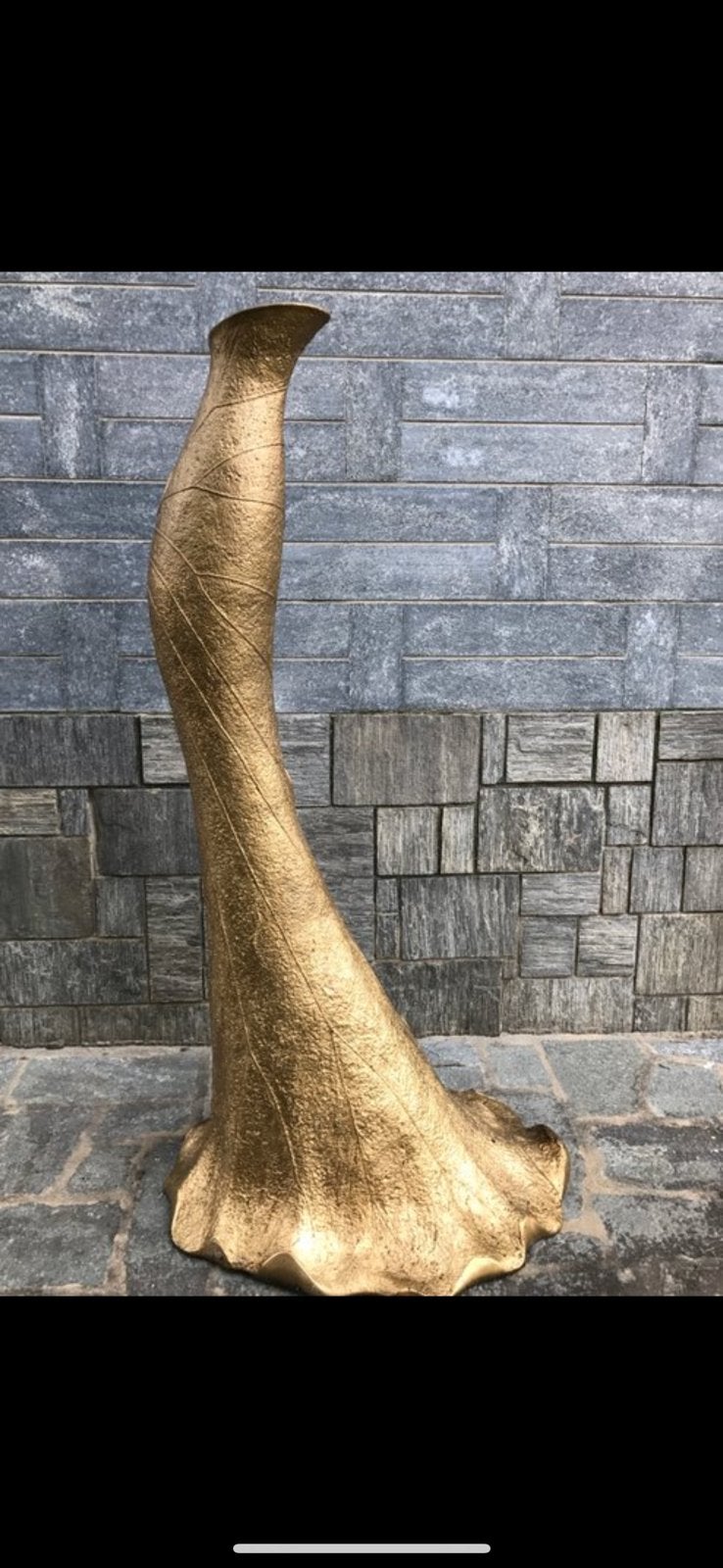 LEMANI Italie – Vase sculptural XXL doré –  2 mètres, Jardin & Terrasse, Enlèvement, Comme neuf, Bois