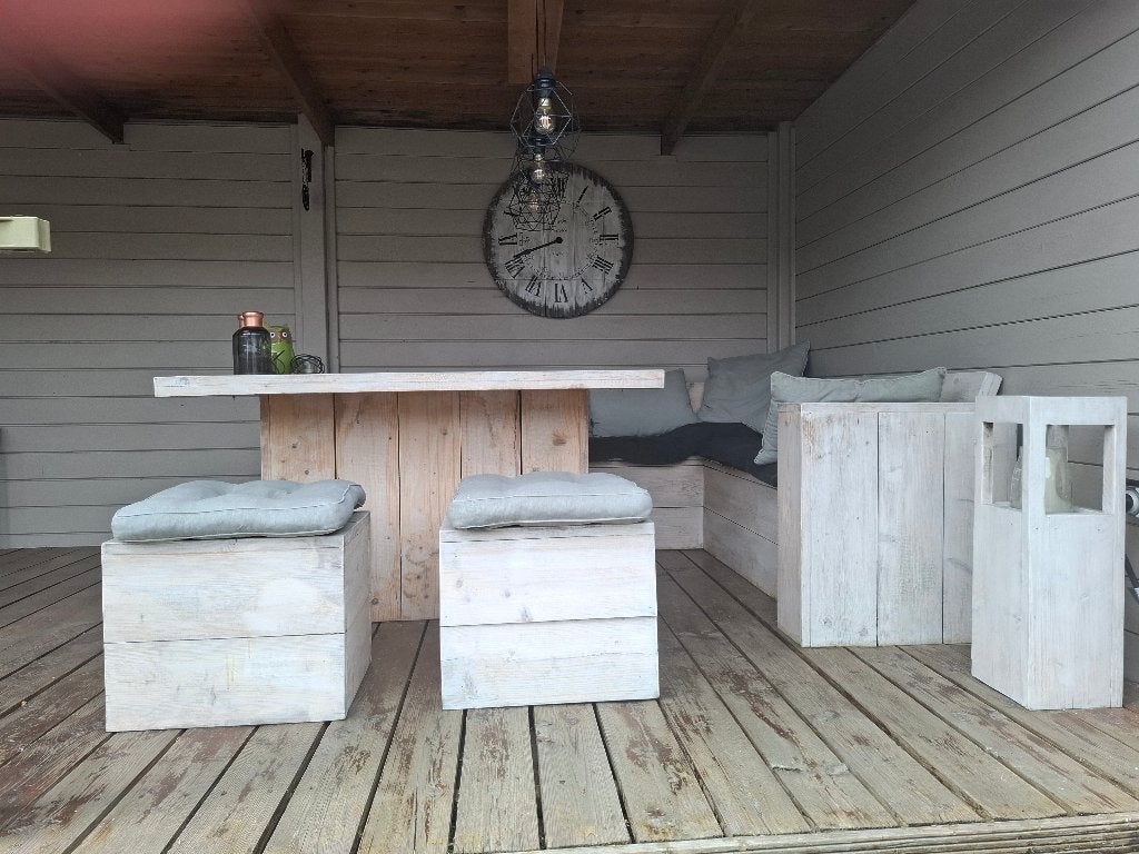 Steigerhouten hoeksalon, Ophalen, Zo goed als nieuw, Hout