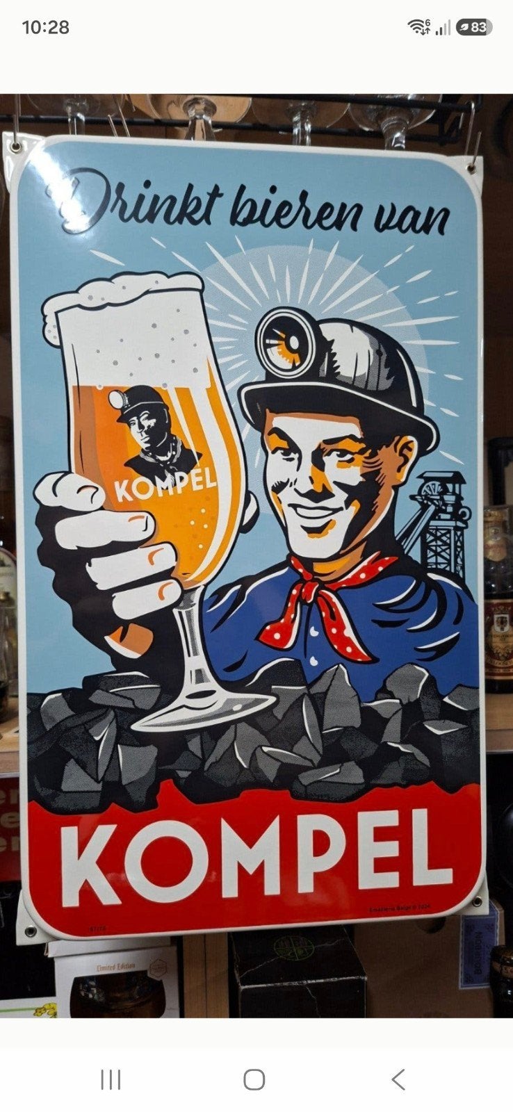 kompel bier Emallie bord, Ophalen of Verzenden