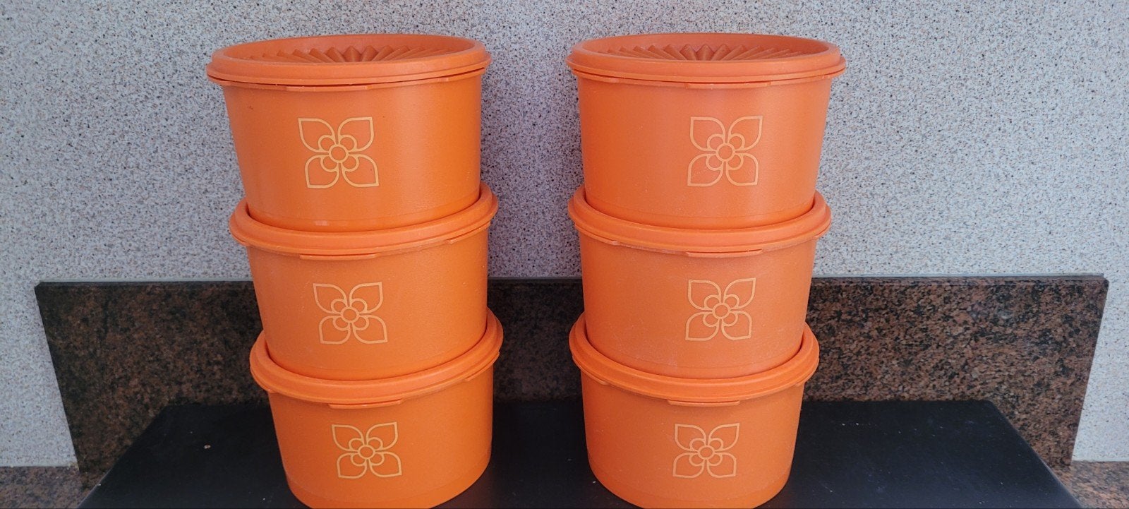 Tupperware oude 1 literdozen 6 st, Huis en Inrichting, Keuken | Tupperware, Ophalen, Zo goed als nieuw, Oranje, 1000 ml