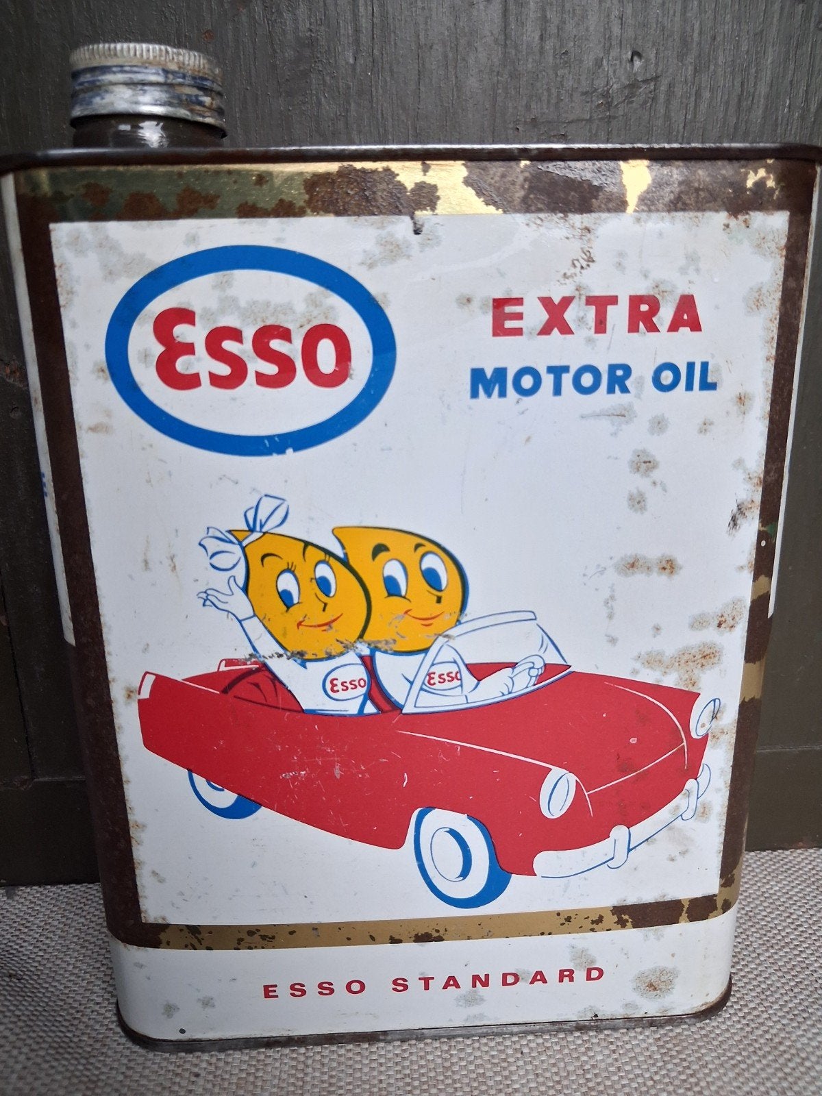 vintage olieblik ESSO extra, Ophalen of Verzenden, Gebruikt