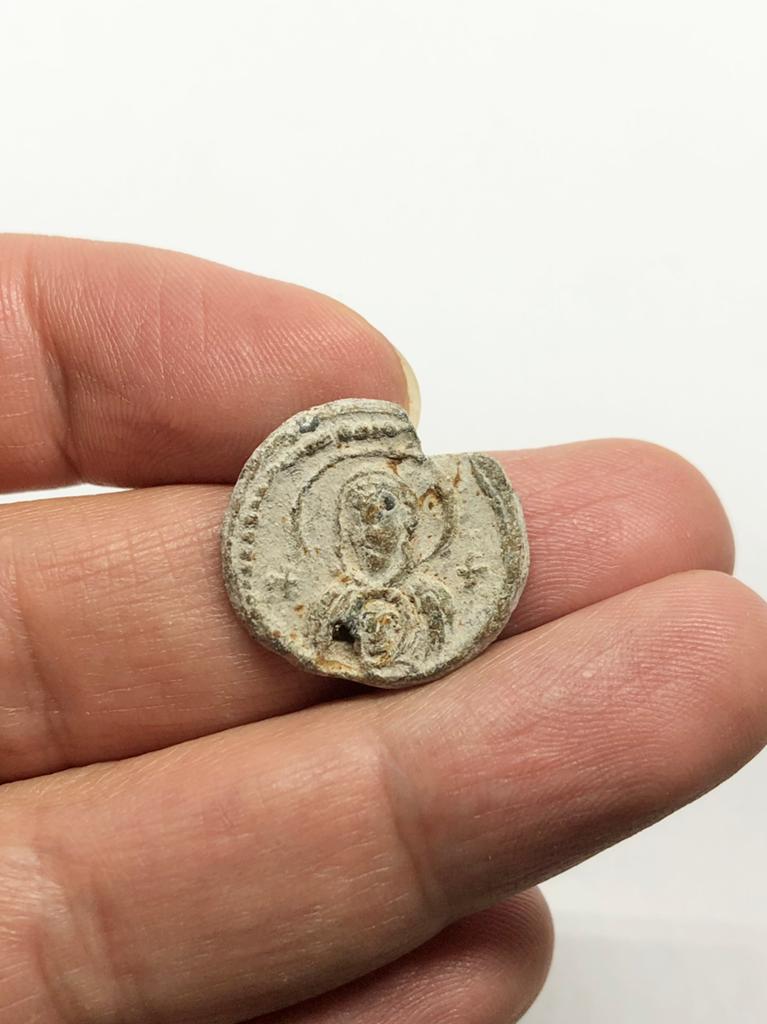 Byzantijns rijk, loodzegel, 7e eeuw, Maagd Maria, Antiek en Kunst, Verzenden