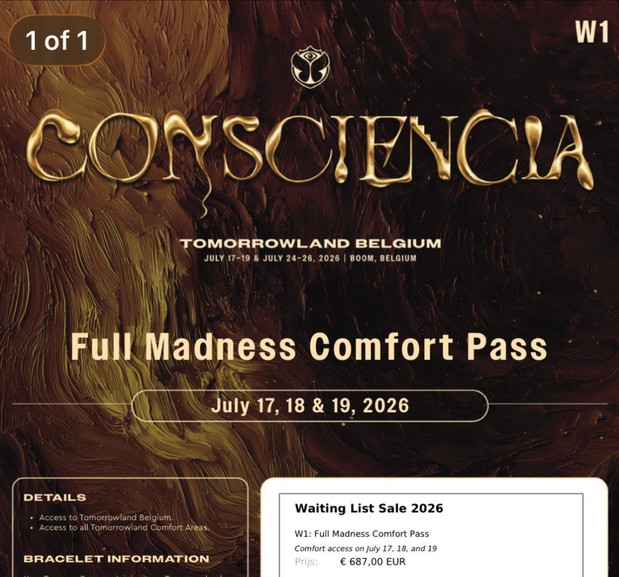Tomorrowland Full Madness W1 Comfort Pass