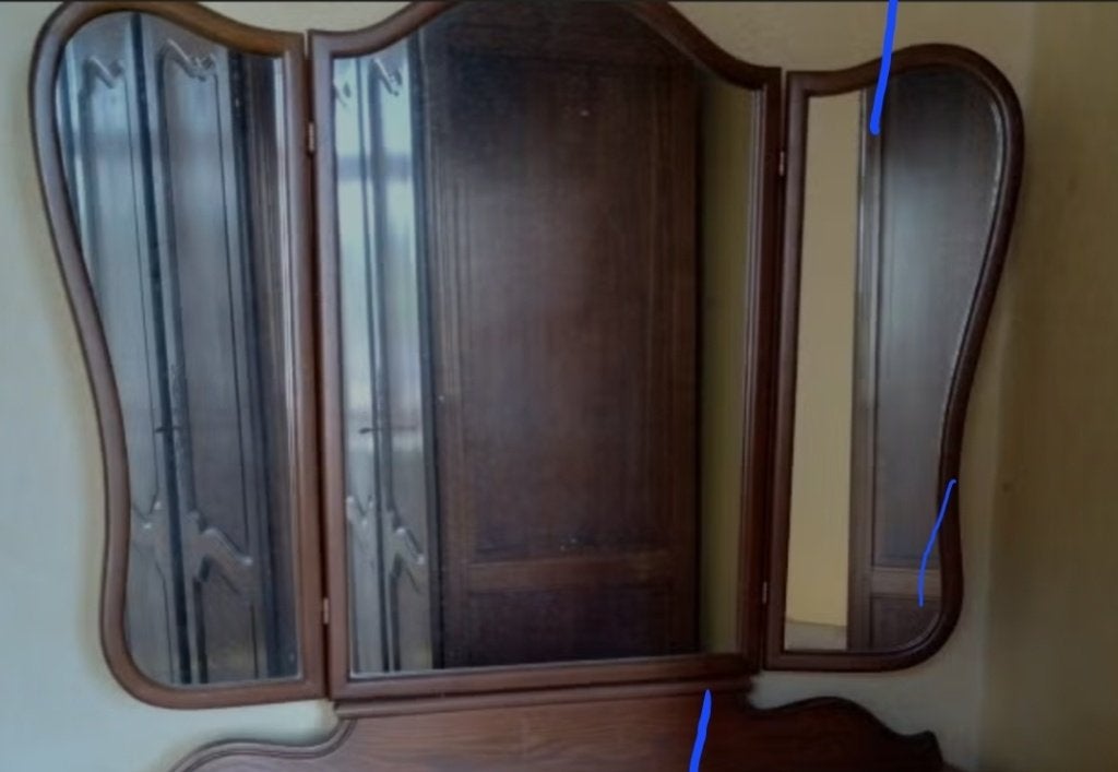 MIROIR À PANNEAUX VINTAGE EN 3 PIÈCES, Enlèvement