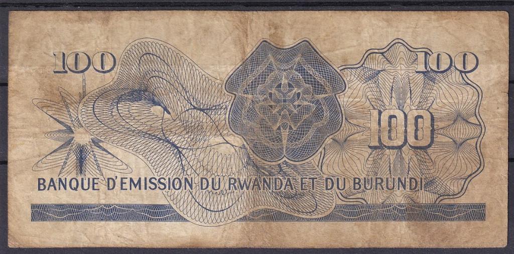 Rwanda Burundi 100 fr 1960 F RR, Ophalen of Verzenden, Burundi, Los biljet
