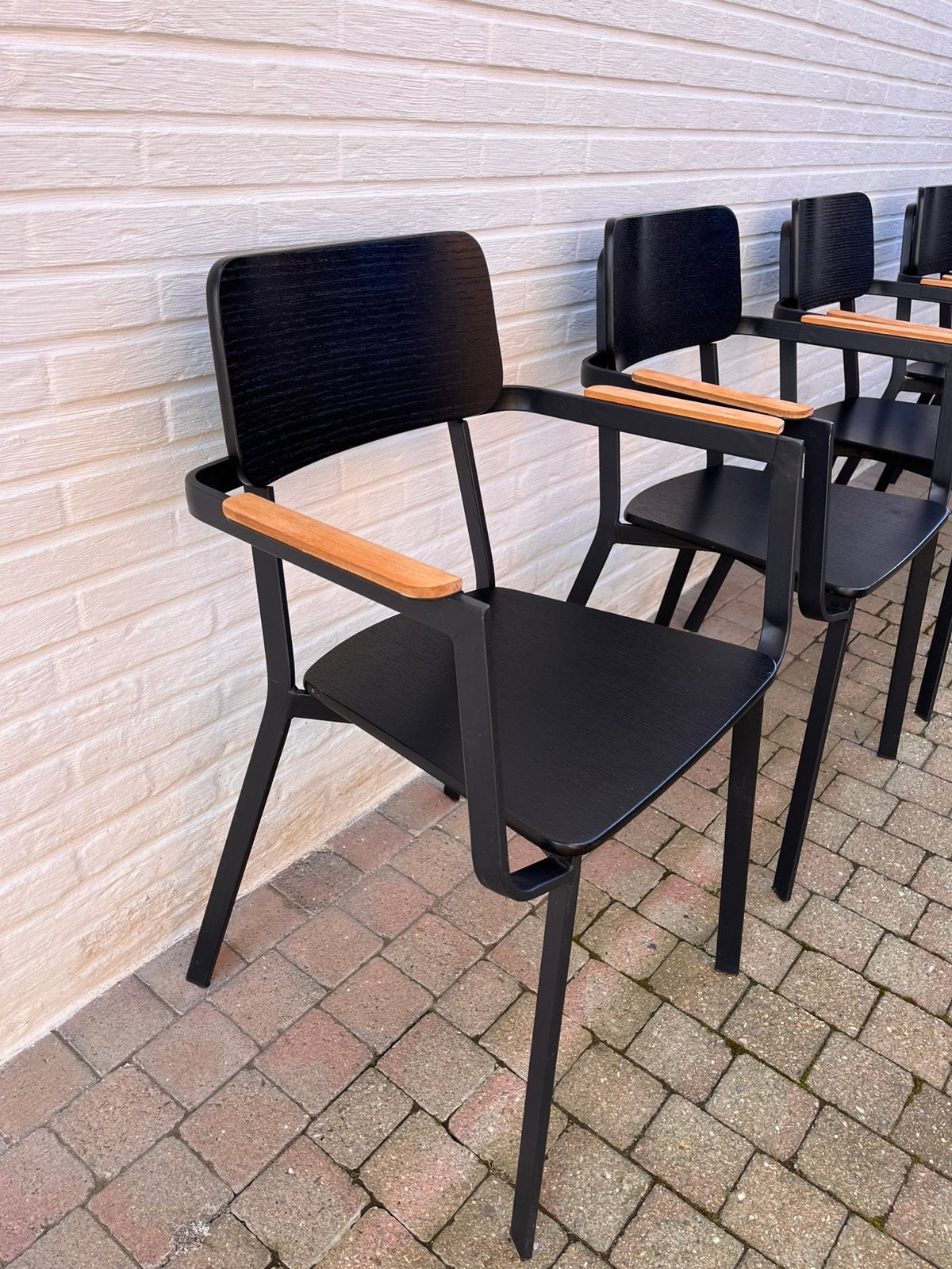 6 design tuinstoelen, Ophalen, Zo goed als nieuw, Hout