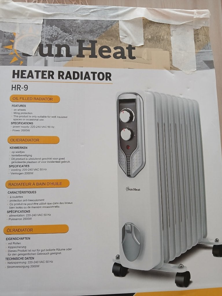 Radiatorheater HR-9 2000W Sun Heat, Doe-het-zelf en Bouw, Verwarming en Radiatoren, Ophalen, 30 tot 80 cm, Radiator, Nieuw