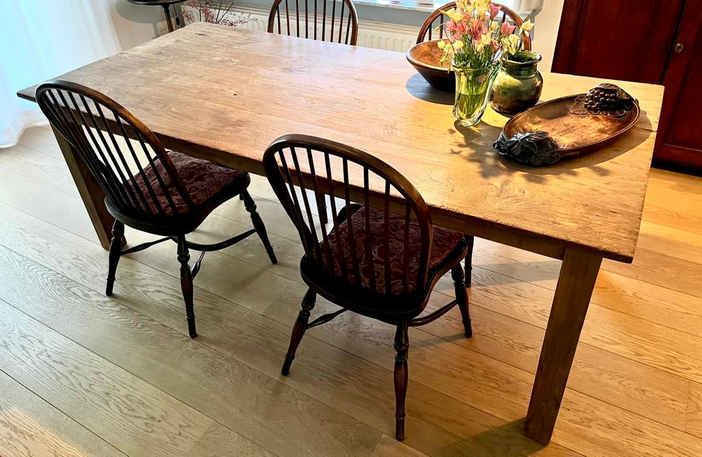 Prachtige eettafel oud rustiek hout 213x100cm, Huis en Inrichting, Ophalen, 200 cm of meer, 50 tot 100 cm, Zo goed als nieuw