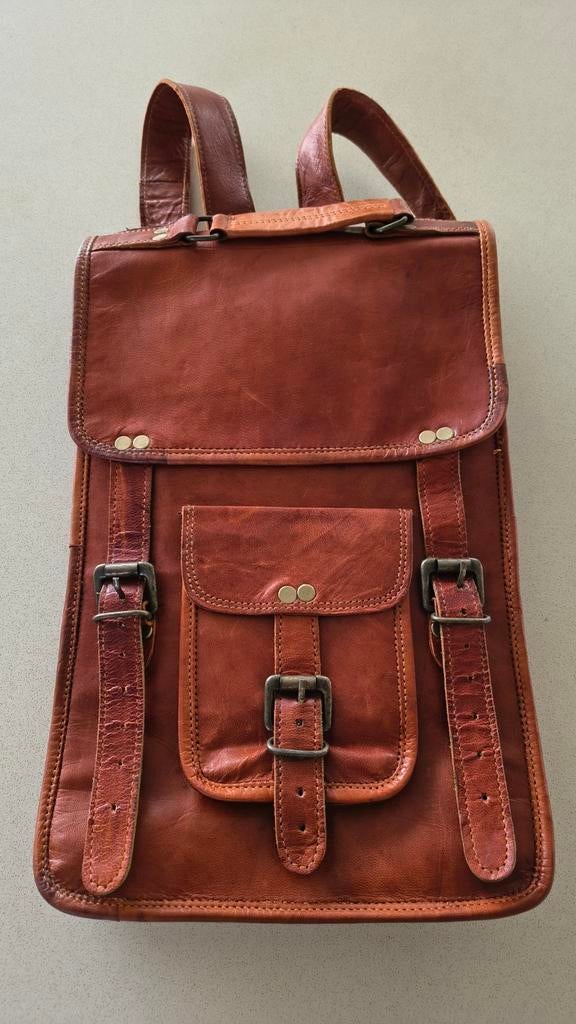 Grote leren rugzak gusti, unisex, Ophalen of Verzenden