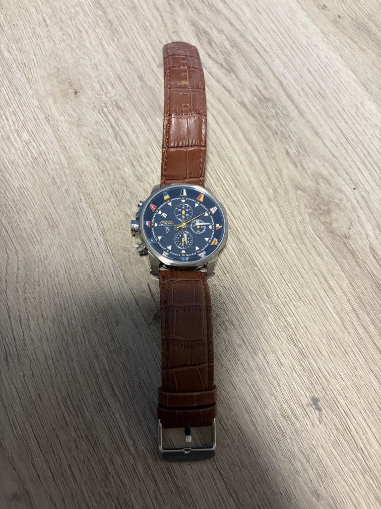 Montre Spinnaker Chronograph pour homme — Très bon état, Montre-bracelet, Autres marques, Cuir, Comme neuf