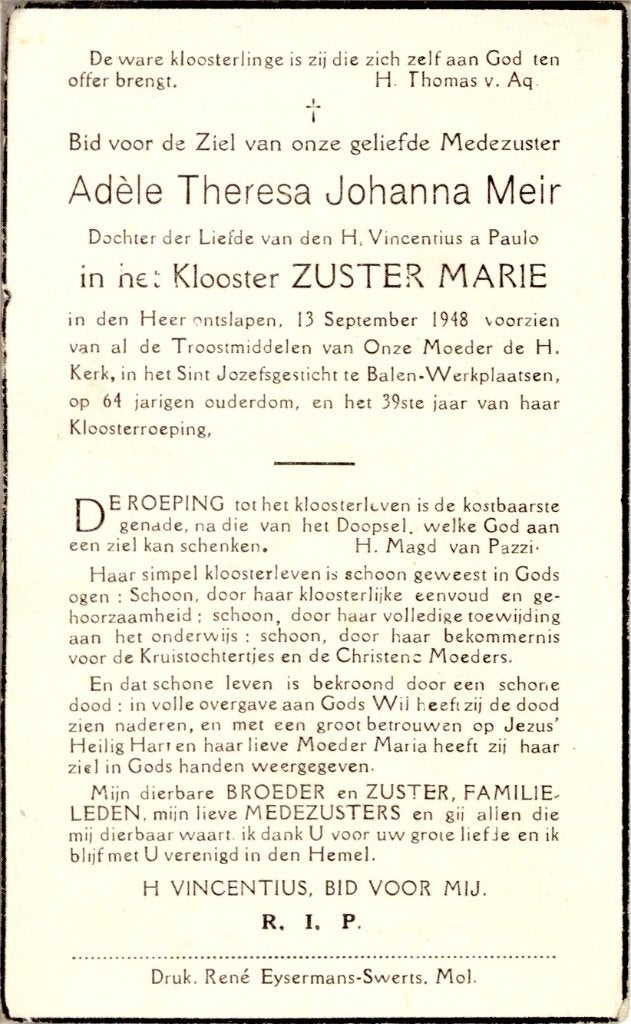 12 Bidprentjes van Zusters, Verzamelen, Ophalen of Verzenden, Bidprentje